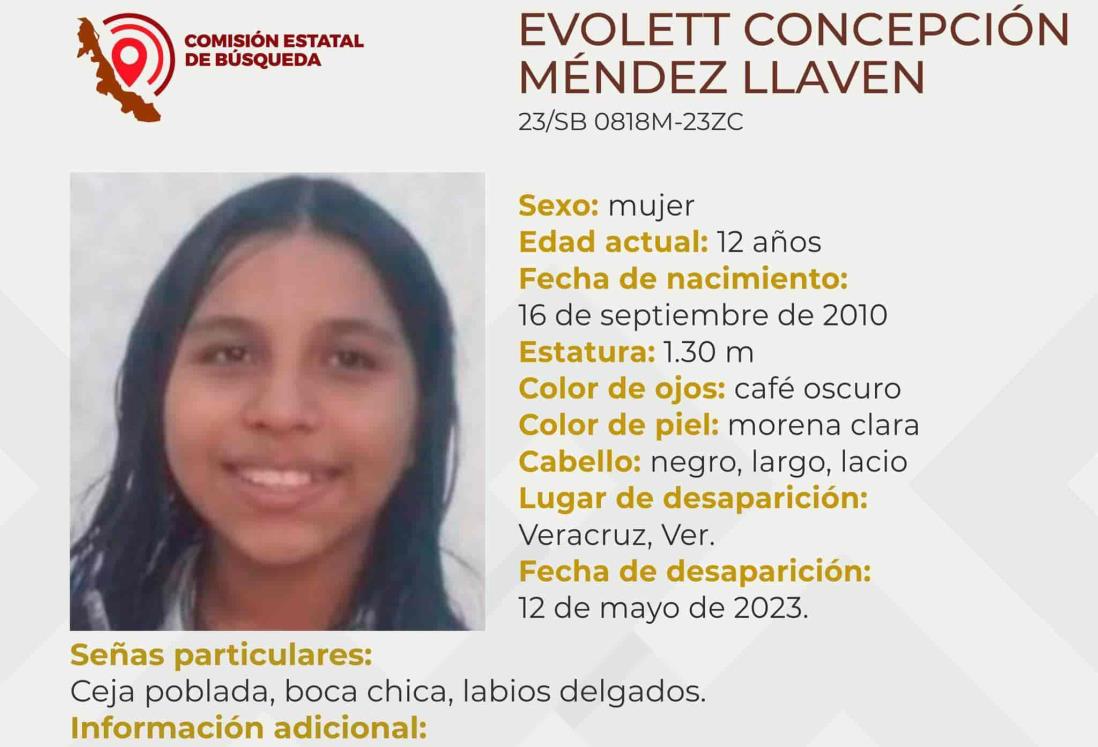 Buscan a Evolett Concepción de 12 años; desapareció en Veracruz