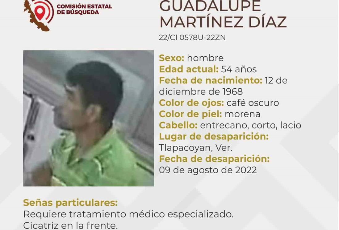 Buscan a hombre desaparecido en Tlapacoyan; requiere tratamiento médico