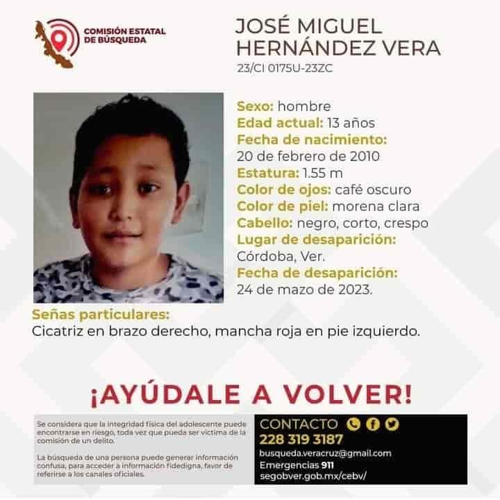 ¿Lo has visto? Reportan como desaparecido a menor en Córdoba