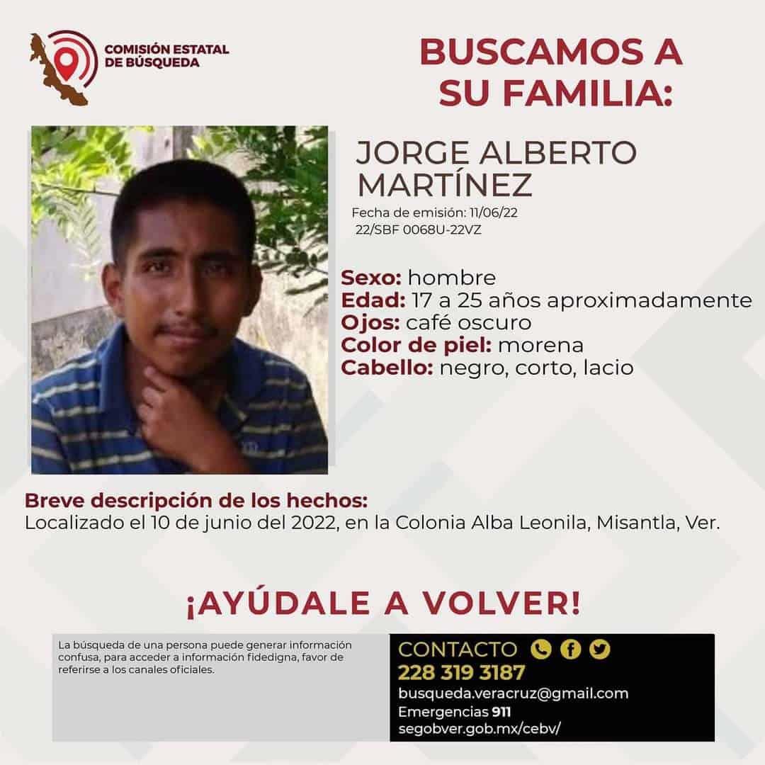 Piden apoyo para encontrar a familiares de Jorge Alberto Martínez, en Misantla