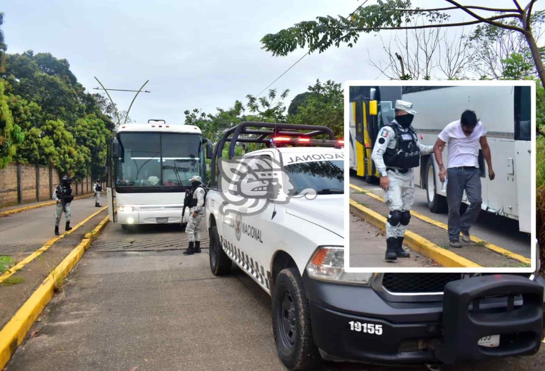 Aseguran 3 autobuses con migrantes en el sur de Veracruz (video)