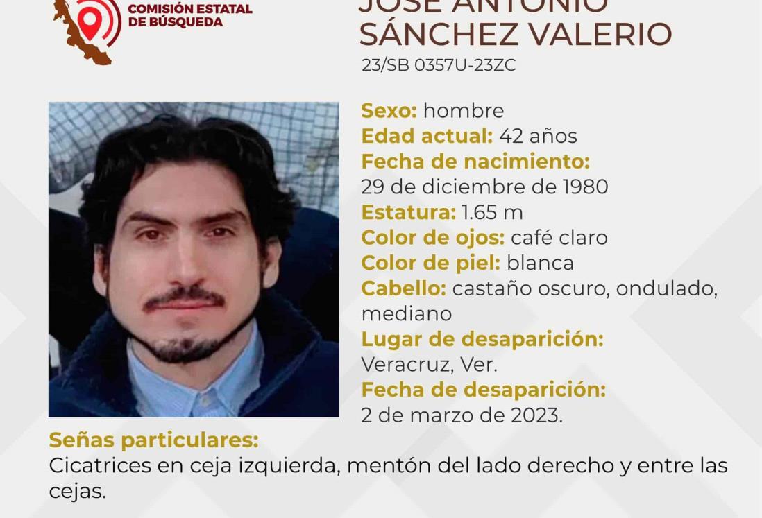 Buscan a José Antonio Sánchez Valerio, fue visto por última vez en Veracruz