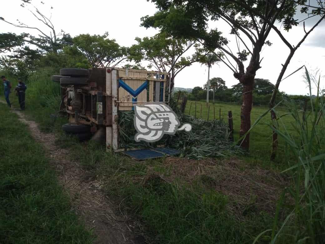 Vuelca camioneta carga de piña en Sayula; conductor herido