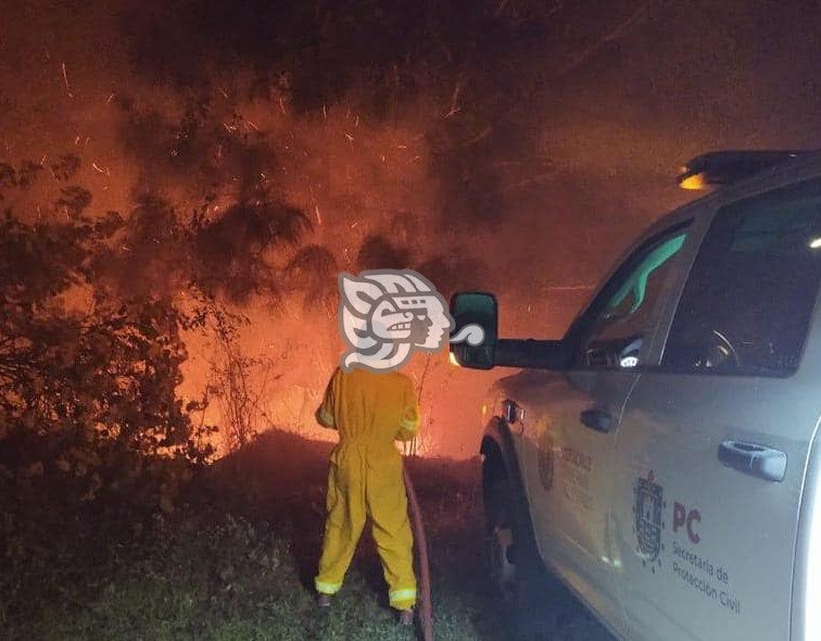 PC logra controlar incendio en rancho de la Sierra de Soteapan