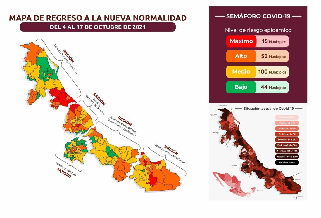En Veracruz, 100 municipios se pintan de amarillo por riesgo de covid