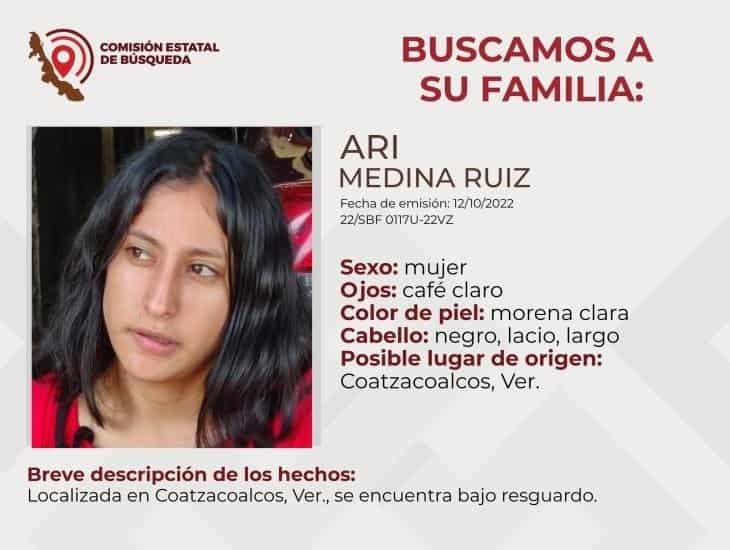Buscan a familiares de Ari Medina, joven resguardada en Coatzacoalcos