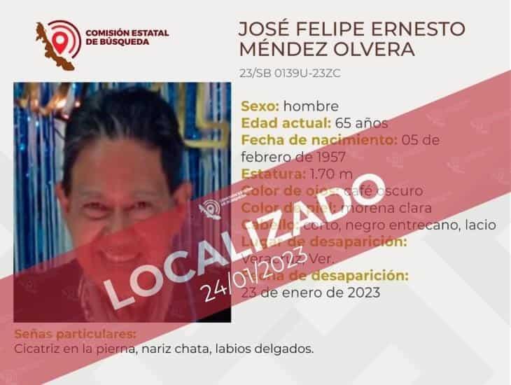 Localizan a adulto mayor que había desaparecido en calles de Veracruz
