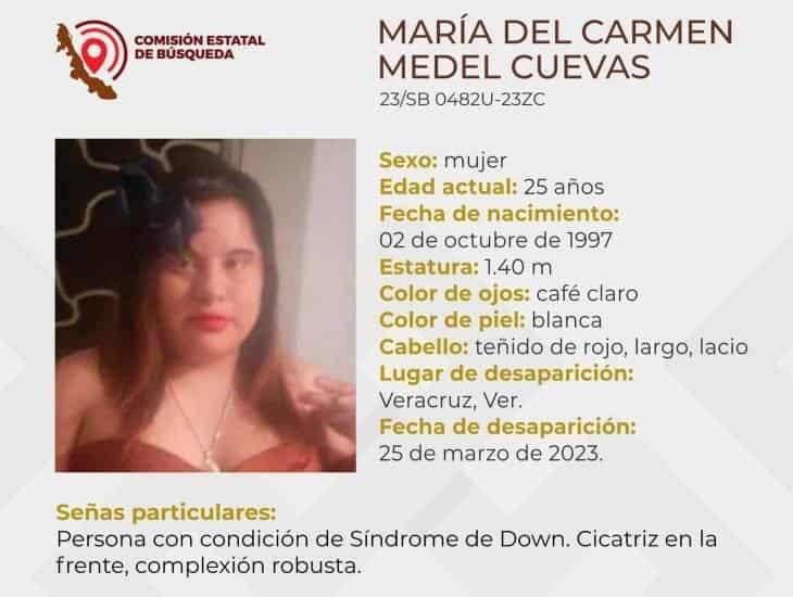 María del Carmen de 25 años desapareció en Veracruz; padece Síndrome de Down