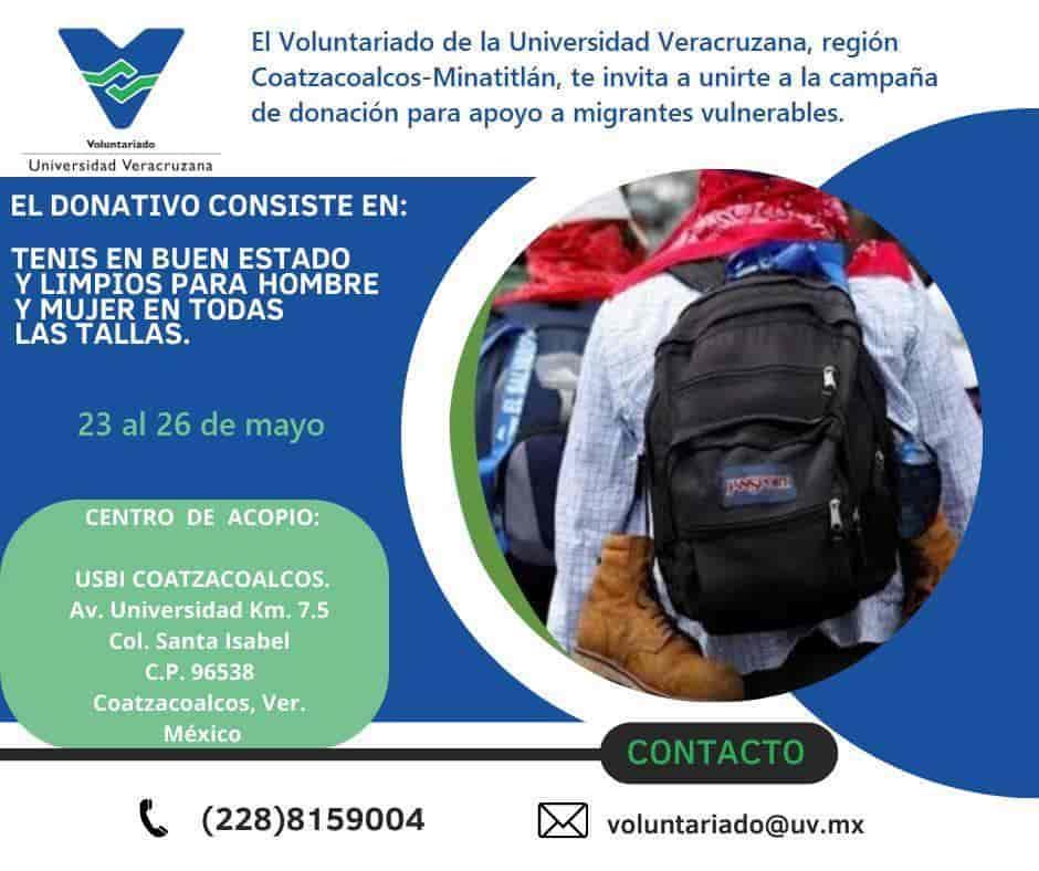 Lanza UV campaña para donar tenis a migrantes en su paso por Veracruz