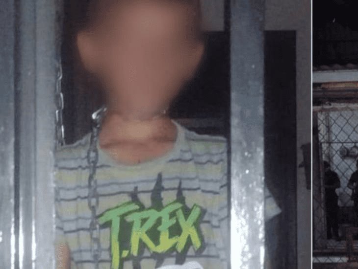 Rescatan a niño encadenado dentro de una casa en Tabasco