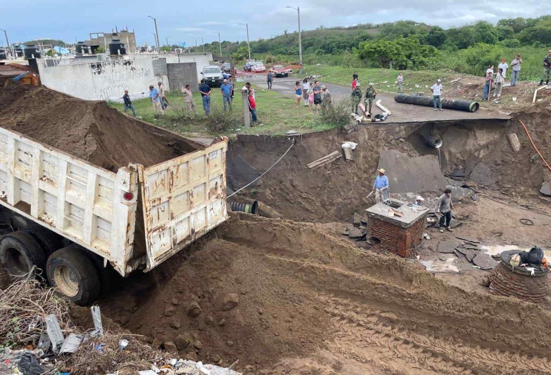 Inician trabajos para reparar deslave en Río Medio 4, en Veracruz
