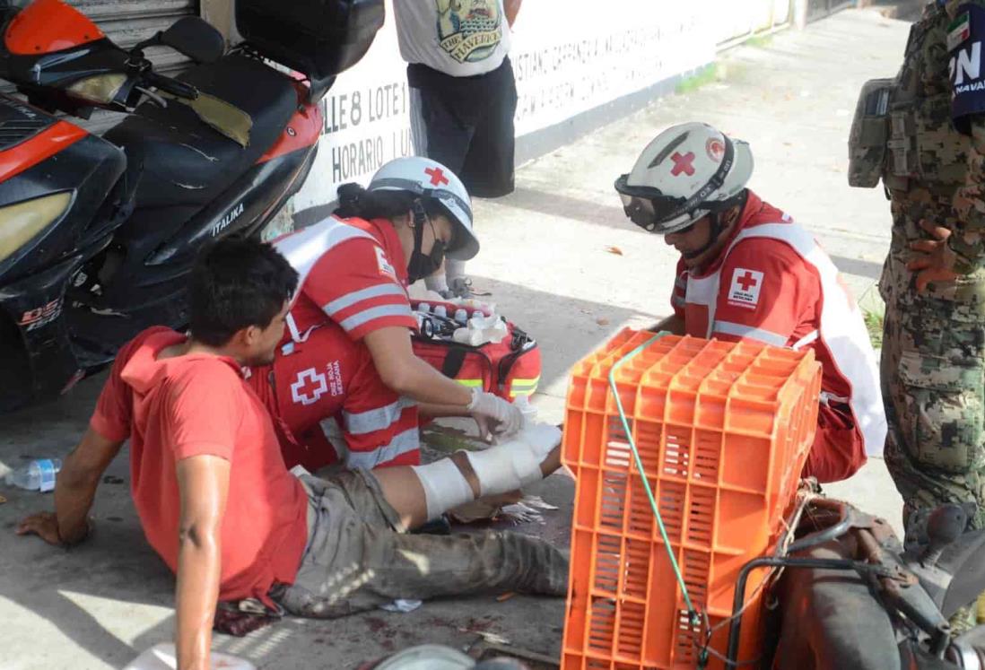 Repartidor de Veracruz casi se rompe la pierna